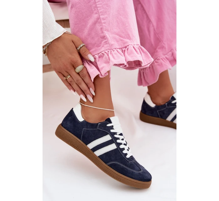 Zazoo N1068 Semišové Nízké Dámské Tenisky Tmavě Modré