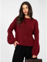 Sweter MI SW model 21958566 bordowy - FPrice Sweter MI SW model 21958566 bordowy - FPrice