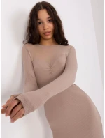 Sukienka RV SK model 19069241 ciemny bezowy - FPrice Sukienka RV SK model 19069241 ciemny bezowy - FPrice