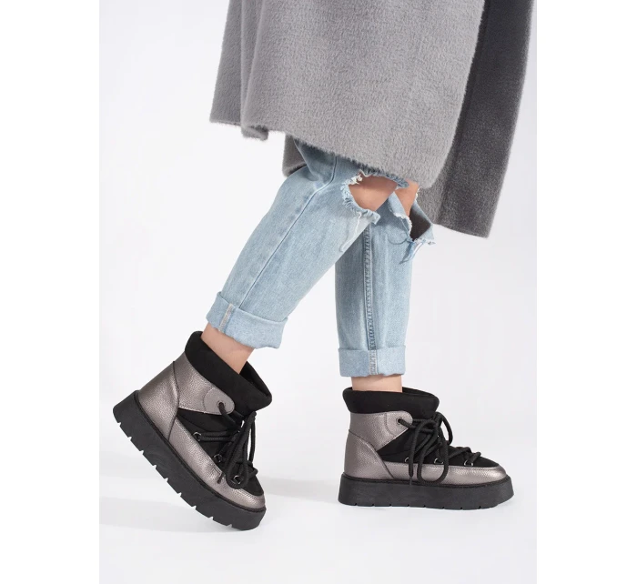 Pěkné dámské černé sněhule platforma Pěkné dámské černé sněhule platforma