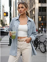 Dámska džínsová košeľová bunda modrá FashionStreet TY5680