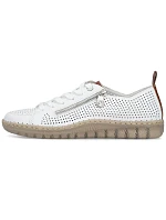 Dámske kožené ažurové biele poltopánky Rieker N2405-80