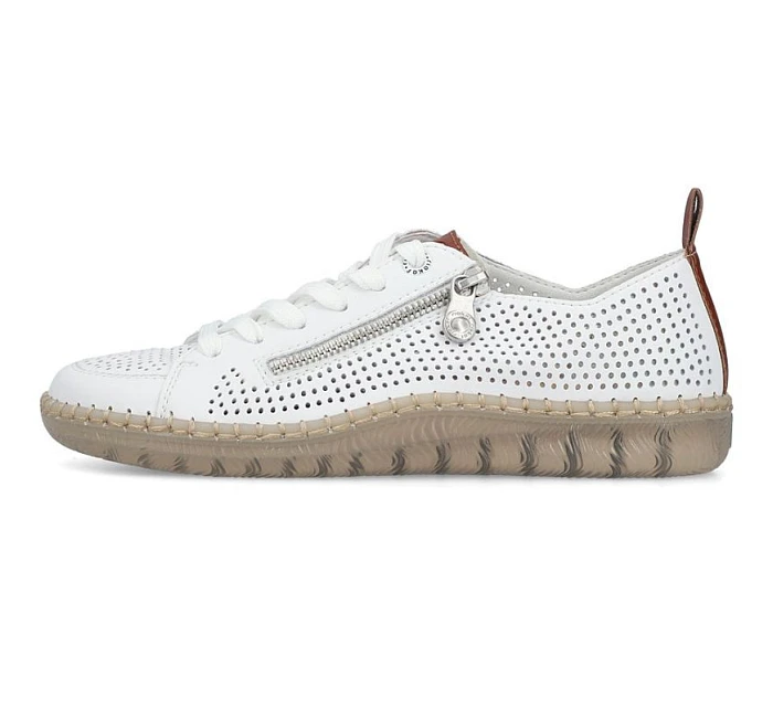 Dámske kožené ažurové biele poltopánky Rieker N2405-80