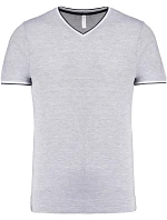 Kariban K 374 Pánske tričko s piké vzorom a výstrihom do V 20.K374 oxford grey/navy/white Kariban K 374 Pánske tričko s piké vzorom a výstrihom do V 20.K374 oxford grey/navy/white