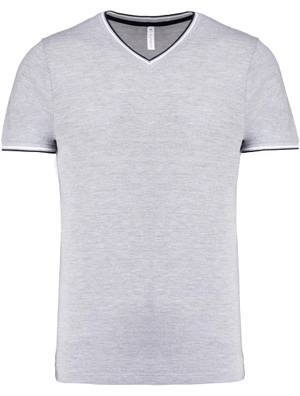 Kariban K 374 Pánske tričko s piké vzorom a výstrihom do V 20.K374 oxford grey/navy/white Kariban K 374 Pánske tričko s piké vzorom a výstrihom do V 20.K374 oxford grey/navy/white