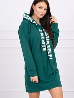 Oversize šaty s kapucňou tmavo zelené