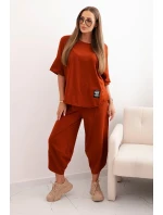 Bavlněný komplet halenka + kalhoty zázvor Bavlněný komplet halenka + kalhoty zázvor