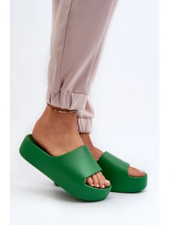 Damskie Klapki Na Grubej Podeszwie Zielone Oreithano