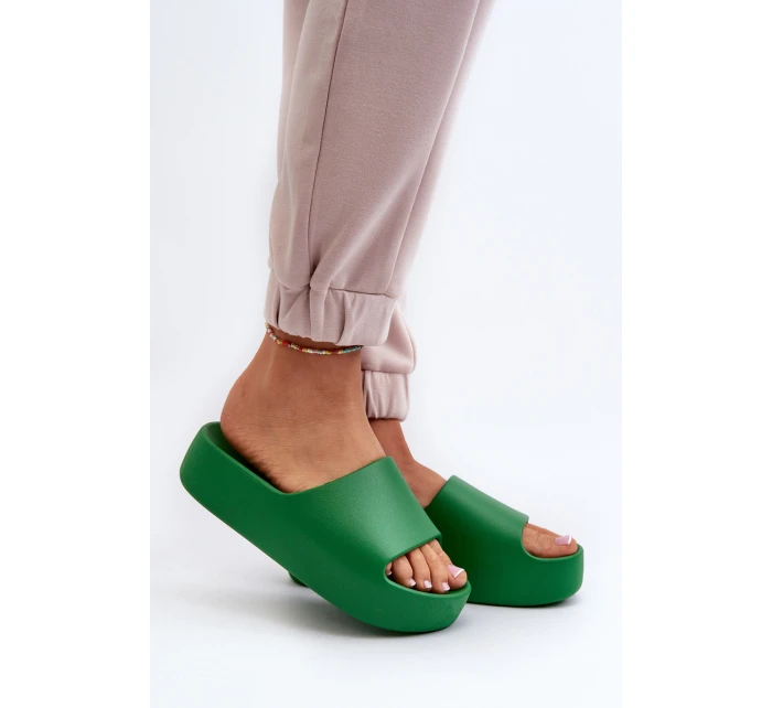Damskie Klapki Na Grubej Podeszwie Zielone Oreithano Damskie Klapki Na Grubej Podeszwie Zielone Oreithano