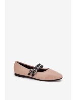 Dámské baleríny s pásky model 21836997 – béžové - Kesi