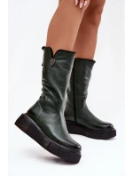 Dámske kožené topánky so zateplením Zazoo - olivové Dámske kožené topánky so zateplením Zazoo - olivové