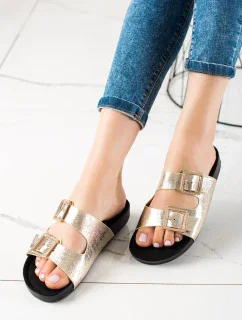 Moderné zlaté dámske ponožky na podpätku bez päty