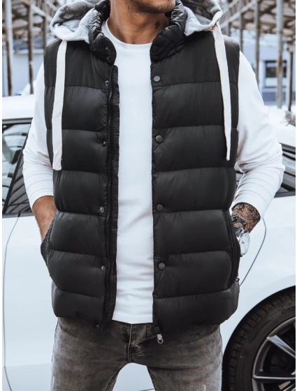 Pánska vesta s kapucňou čierna FashionStreet TX3936z