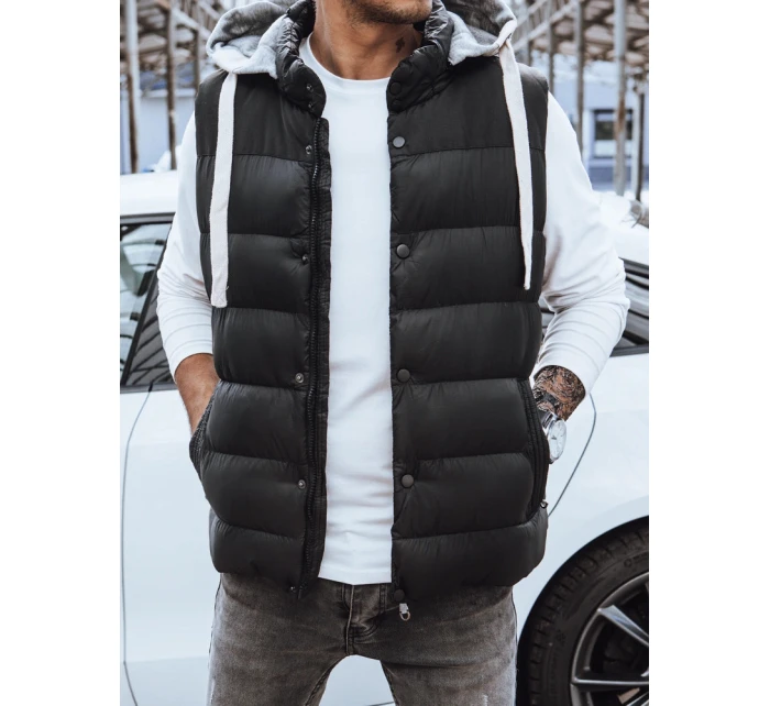 Pánska vesta s kapucňou čierna FashionStreet TX3936z