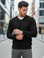 Pánsky čierny sveter s golierom FashionStreet WX2314