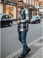 Pánská černobílá kostkovaná košile model 21994095 - Dstreet Pánská černobílá kostkovaná košile model 21994095 - Dstreet