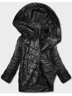 Čierna dámska bunda s asymetrickým zipsom (B8087-101)