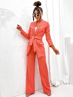 Súprava voľná bunda + široké nohavice koralová (8167)