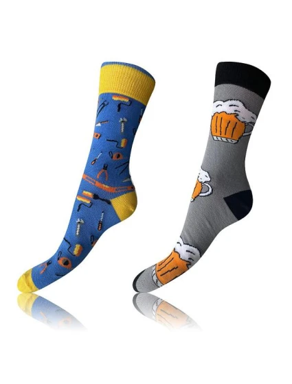 Veselé ponožky 2 páry CRAZY SOCKS 2x - BELLINDA - černá