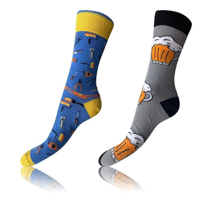 Veselé ponožky 2 páry CRAZY SOCKS 2x - BELLINDA - černá