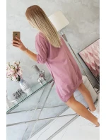 Šaty s potiskem a model 18746004 spodní částí tmavě růžové - K-Fashion