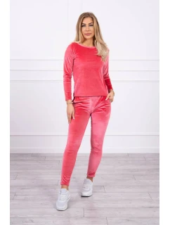 Velúrová súprava so zadným popruhom malinová