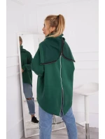 Zateplená mikina so zipsom na chrbte tmavo zelená