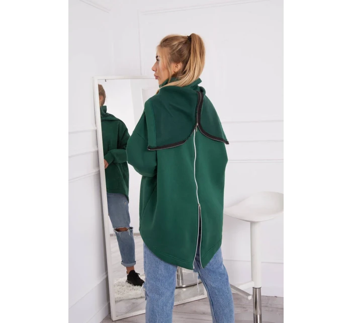 Zateplená mikina so zipsom na chrbte tmavo zelená