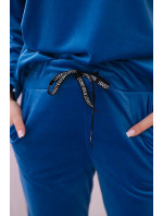 Velúrová súprava mikina + nohavice chrpová modrá