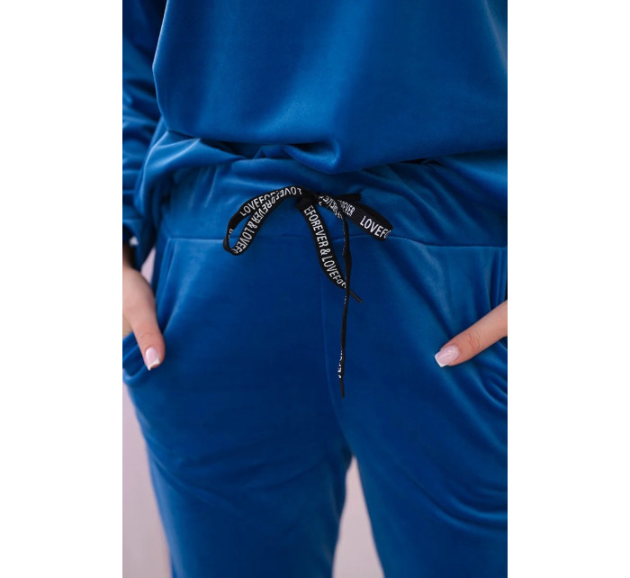 Velúrová súprava mikina + nohavice chrpová modrá