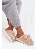 Dámske domáce papuče s ušami a mašľou Corayne - béžové Dámske domáce papuče s ušami a mašľou Corayne - béžové