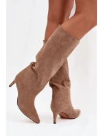 Dámske čižmy na podpätku Olivienne - béžové Dámske čižmy na podpätku Olivienne - béžové