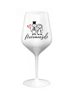NOVOMANŽELÉ - bílá nerozbitná sklenice na víno 470 ml NOVOMANŽELÉ - bílá nerozbitná sklenice na víno 470 ml