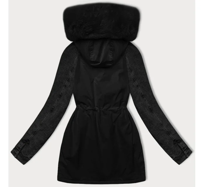 Černá dámská bunda parka s rukávy model 21248840 - WAY MODE