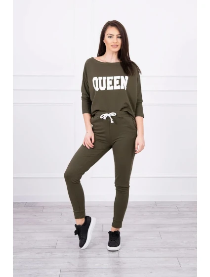Súprava Queen s khaki potlačou Súprava Queen s khaki potlačou