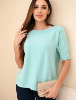 Dámský svetr z viskózy s krátkým rukávem mátový