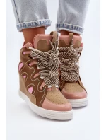 Dámské tenisky na podpatku růžové model 21648554 - Boto
