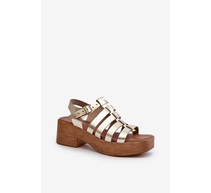 Zazoo 40410 Skórzane Sandały Damskie Złote