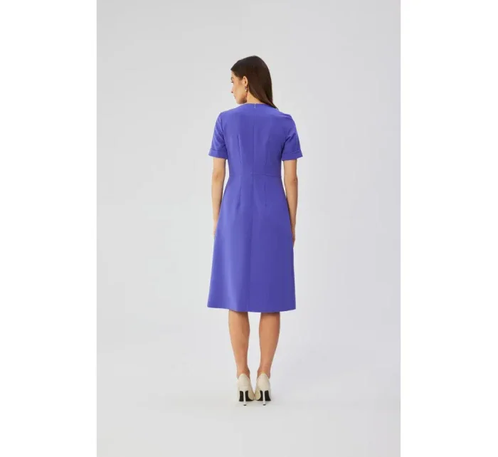 S361 Šaty so záhybmi na bokoch - fialové S361 Šaty so záhybmi na bokoch - fialové