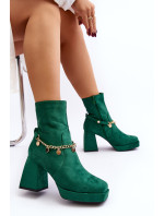 Dámske členkové topánky s retiazkou, zelené Tiselo