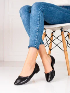 Originálne čierne dámske baleríny bez podpätku