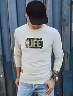 Pánska béžová mikina s potlačou FashionStreet BX5361