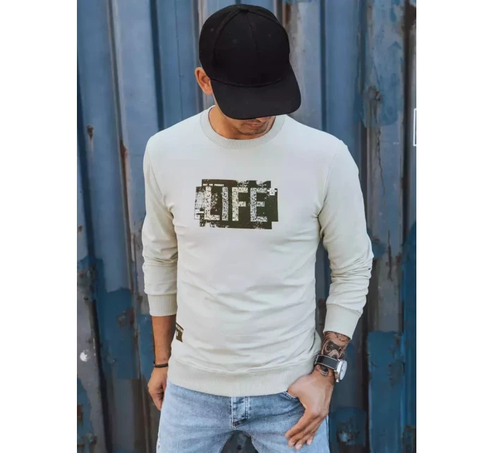 Pánská mikina s potiskem béžová Dstreet model 21966070 - FashionStreet