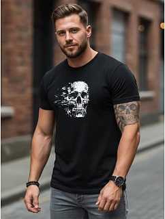 Pánske tričko s potlačou lebky s dynamickým efektom NX086R
