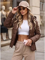 Kurtka damska pikowana z kapturem brązowa model 22341095 - FashionStreet