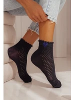 Milena ponožky 1115 Azure s mašľou pre ženy 37-41