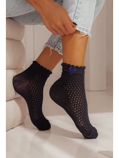 Milena ponožky 1115 Azure s mašľou pre ženy 37-41