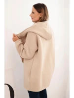 Dámská mikina s kapucí a asymetrickým zipem béžová