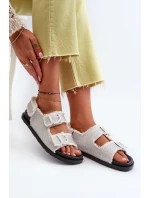 Dámské bílé zdobené džínové sandály model 21657662 - Boto