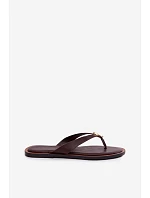 Dámské ploché žabky s zlatým detailem čokoládové model 22102942 - EVENTO